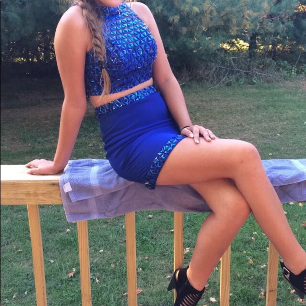 Haltered 2 Piece Homecoming Dress